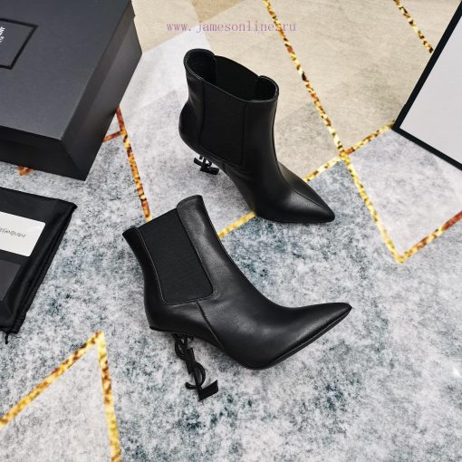 New - YSLlogo letter and elastic band short bootsImported original cowhide/patent leather upyj34mx7p - Image 8