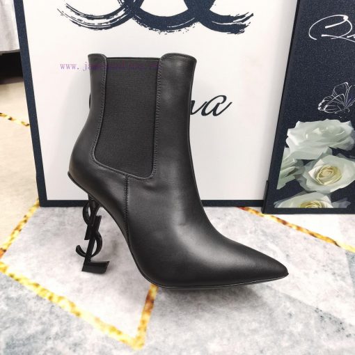 New - YSLlogo letter and elastic band short bootsImported original cowhide/patent leather upyj34mx7p - Image 9