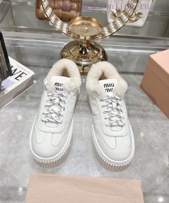 Miu Miu 24ss Thick Bottom Biscuit Bottom 24ss Spring/Summer New British Style Strap up Whiteezquaddi