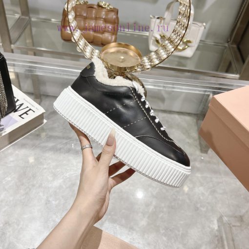 Miu Miu 24ss Thick Bottom Biscuit Bottom 24ss Spring/Summer New British Style Strap up Whiteuvivzwjc - Image 6