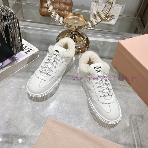 Miu Miu 24ss Thick Bottom Biscuit Bottom 24ss Spring/Summer New British Style Strap up Whiteezquaddi - Image 3