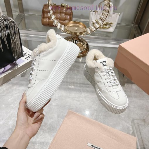 Miu Miu 24ss Thick Bottom Biscuit Bottom 24ss Spring/Summer New British Style Strap up Whiteezquaddi - Image 5