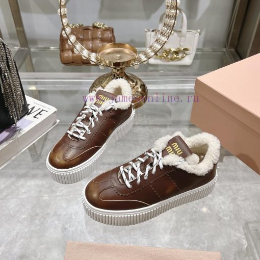 Miu Miu 24ss Thick Bottom Biscuit Bottom 24ss Spring/Summer New British Style Strap up Whit5eakqmcy - Image 3