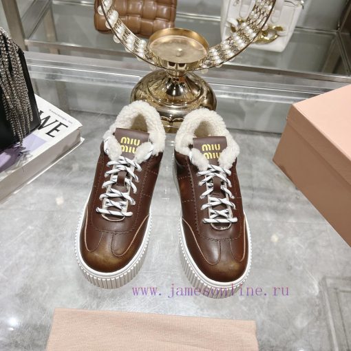 Miu Miu 24ss Thick Bottom Biscuit Bottom 24ss Spring/Summer New British Style Strap up Whit5eakqmcy - Image 4