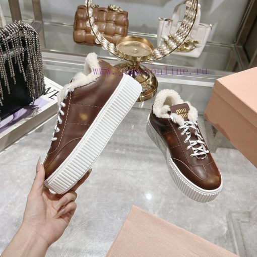 Miu Miu 24ss Thick Bottom Biscuit Bottom 24ss Spring/Summer New British Style Strap up Whit5eakqmcy - Image 5