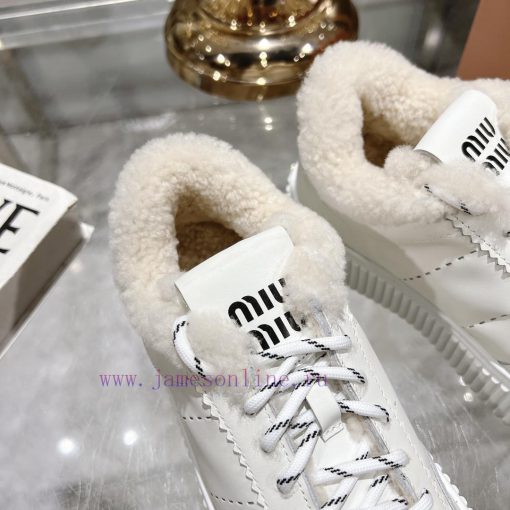 Miu Miu 24ss Thick Bottom Biscuit Bottom 24ss Spring/Summer New British Style Strap up Whiteezquaddi - Image 8