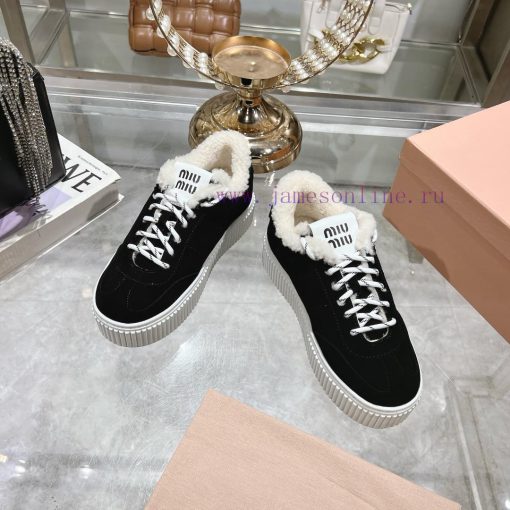 Miu Miu 24ss Thick Bottom Biscuit Bottom 24ss Spring/Summer New British Style Strap up Whitewp9ms4pf - Image 3