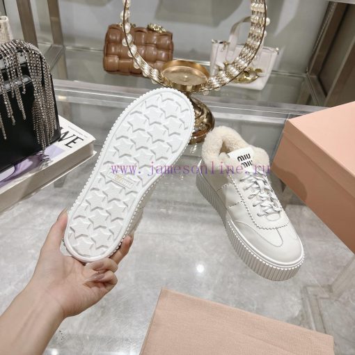 Miu Miu 24ss Thick Bottom Biscuit Bottom 24ss Spring/Summer New British Style Strap up Whiteezquaddi - Image 10