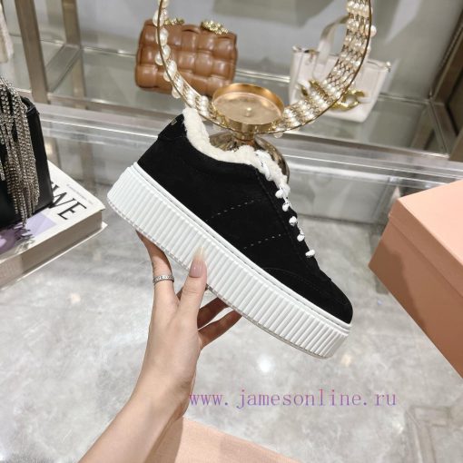 Miu Miu 24ss Thick Bottom Biscuit Bottom 24ss Spring/Summer New British Style Strap up Whitewp9ms4pf - Image 6