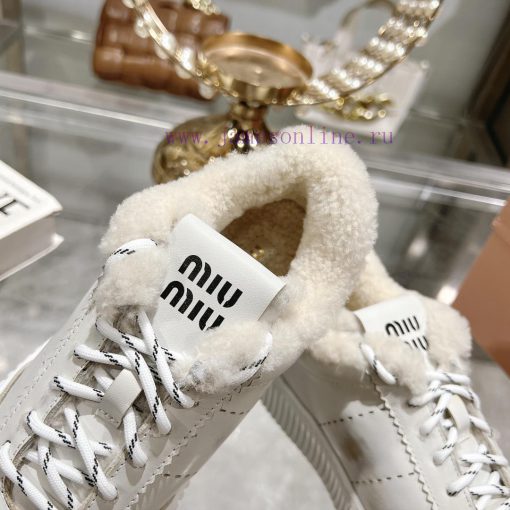 Miu Miu 24ss Thick Bottom Biscuit Bottom 24ss Spring/Summer New British Style Strap up Whiteuy7rjl6b - Image 6