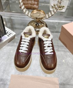 Miu Miu 24ss Thick Bottom Biscuit Bottom 24ss Spring/Summer New British Style Strap up Whiteu8qjftis