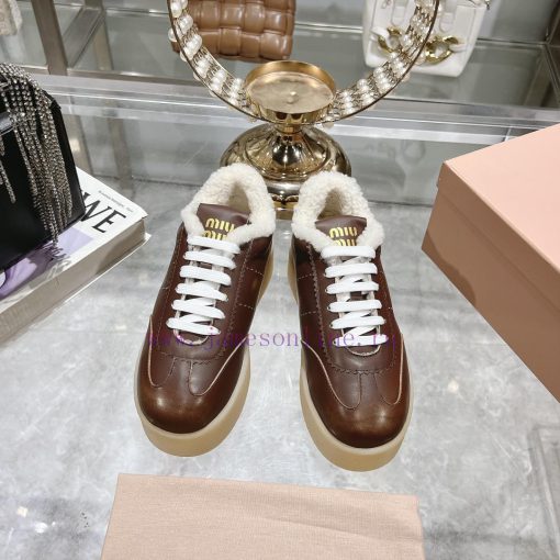 Miu Miu 24ss Thick Bottom Biscuit Bottom 24ss Spring/Summer New British Style Strap up Whiteu8qjftis