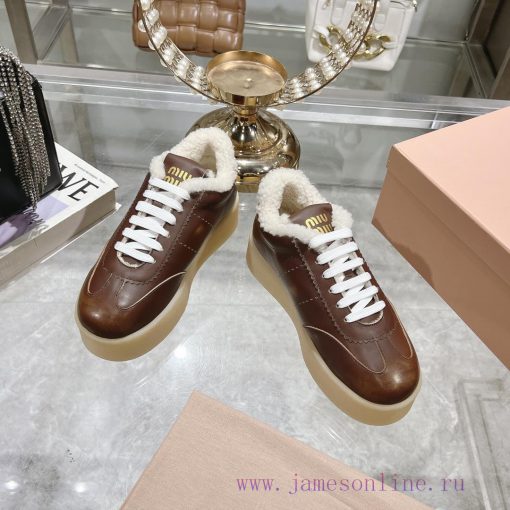 Miu Miu 24ss Thick Bottom Biscuit Bottom 24ss Spring/Summer New British Style Strap up Whiteu8qjftis - Image 3