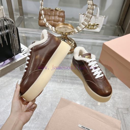 Miu Miu 24ss Thick Bottom Biscuit Bottom 24ss Spring/Summer New British Style Strap up Whiteu8qjftis - Image 5