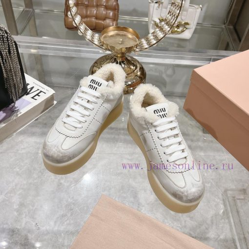 Miu Miu 24ss Thick Bottom Biscuit Bottom 24ss Spring/Summer New British Style Strap up Whiteymhzdf9u - Image 3
