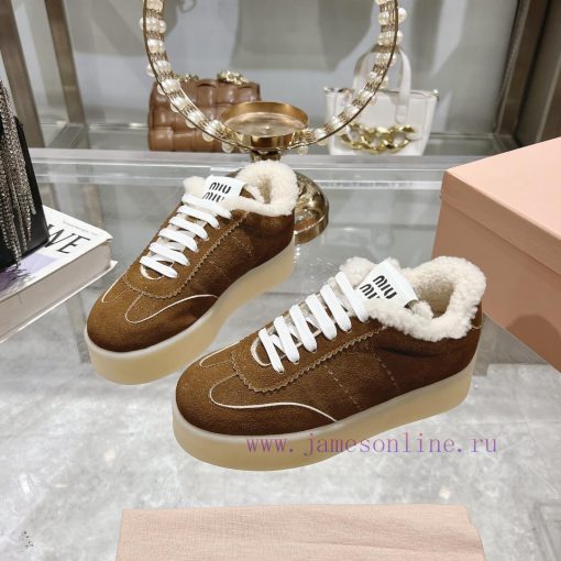 Miu Miu 24ss Thick Bottom Biscuit Bottom 24ss Spring/Summer New British Style Strap up White232mpj6b
