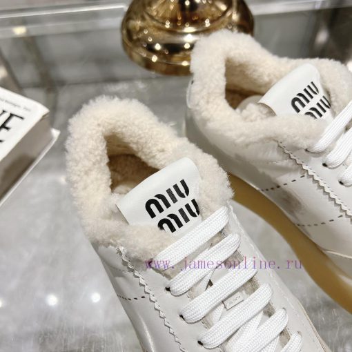 Miu Miu 24ss Thick Bottom Biscuit Bottom 24ss Spring/Summer New British Style Strap up Whiteymhzdf9u - Image 7