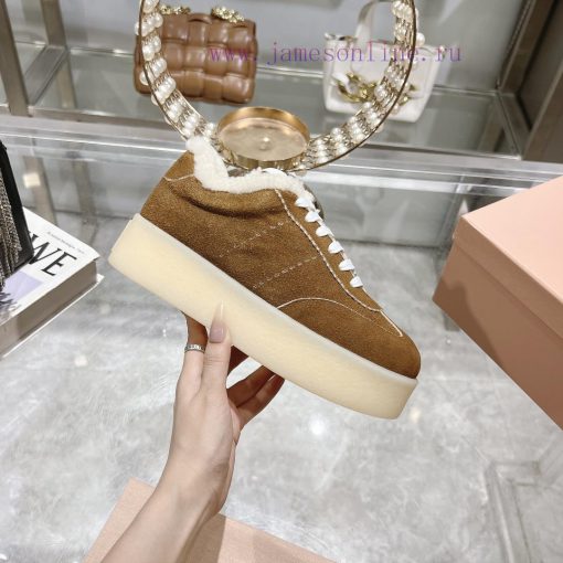 Miu Miu 24ss Thick Bottom Biscuit Bottom 24ss Spring/Summer New British Style Strap up White232mpj6b - Image 5