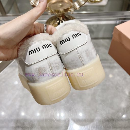 Miu Miu 24ss Thick Bottom Biscuit Bottom 24ss Spring/Summer New British Style Strap up Whiteymhzdf9u - Image 9