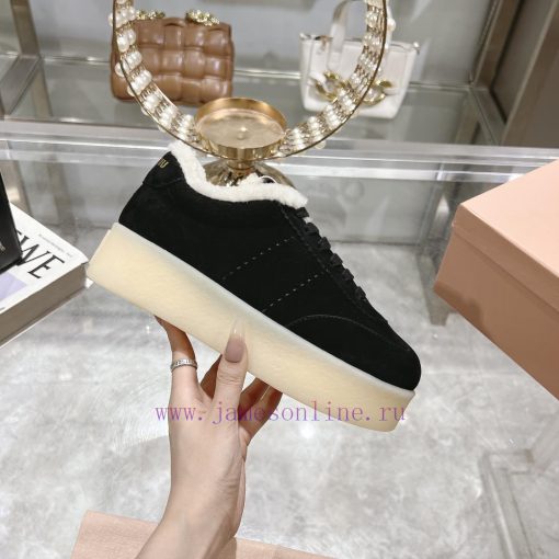 Miu Miu 24ss Thick Bottom Biscuit Bottom 24ss Spring/Summer New British Style Strap up Whitengmfhyxk - Image 4