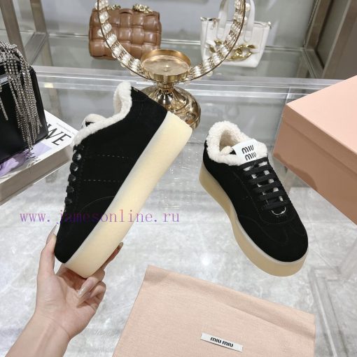 Miu Miu 24ss Thick Bottom Biscuit Bottom 24ss Spring/Summer New British Style Strap up Whitengmfhyxk - Image 6