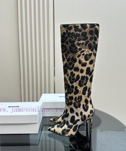 Dolce & GabbanaLeopard print jacquard knee high bootsBrown large area leopard printOriginal x02q754t
