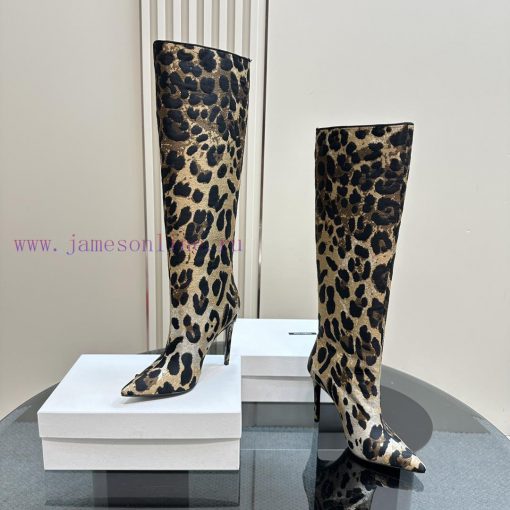 Dolce & GabbanaLeopard print jacquard knee high bootsBrown large area leopard printOriginal x02q754t - Image 5