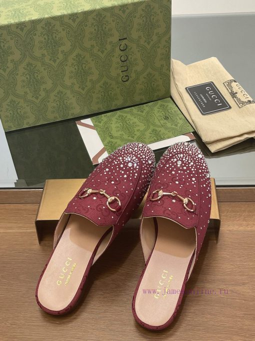 2025 Early Spring New Gucci Jordaan Series Multi faceted Crystal Diamond Le Fu Slippers, Yeag8cd425h - Image 5