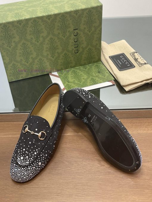2025 early spring new Gucci Jordaan series multi facet crystal diamond loafers, aiming for t559msml0 - Image 10