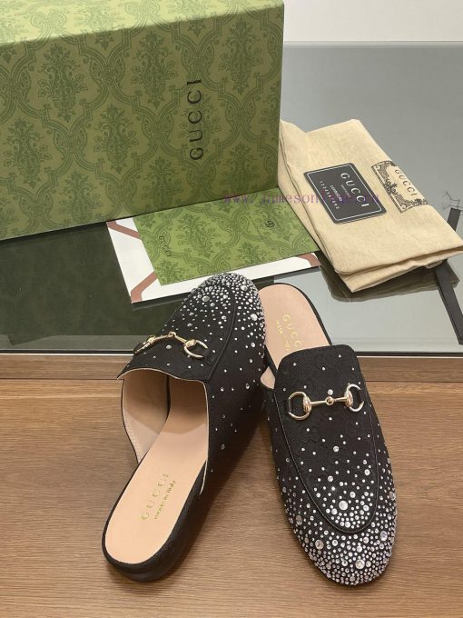 2025 Early Spring New Gucci Jordaan Series Multi faceted Crystal Diamond Le Fu Slippers, Yea3fs71kb3 - Image 8