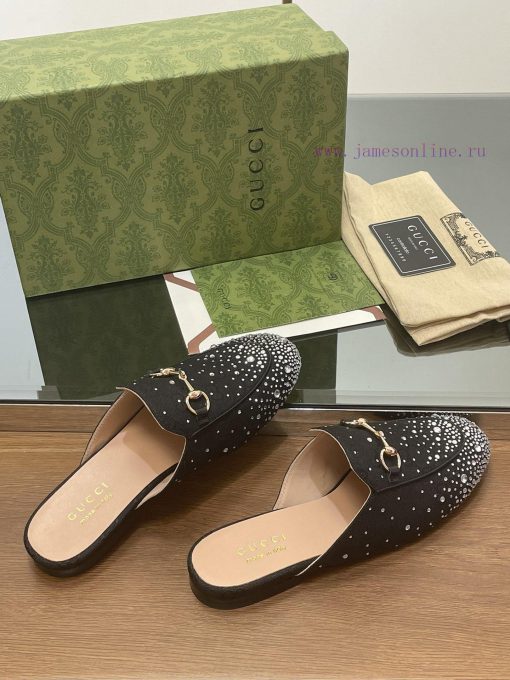 2025 Early Spring New Gucci Jordaan Series Multi faceted Crystal Diamond Le Fu Slippers, Yea3fs71kb3 - Image 9