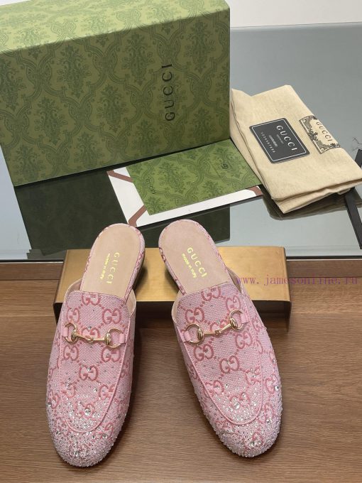 2025 Early Spring New Gucci Jordaan Series Multi faceted Crystal Diamond Le Fu Slippers, Year517tmrf