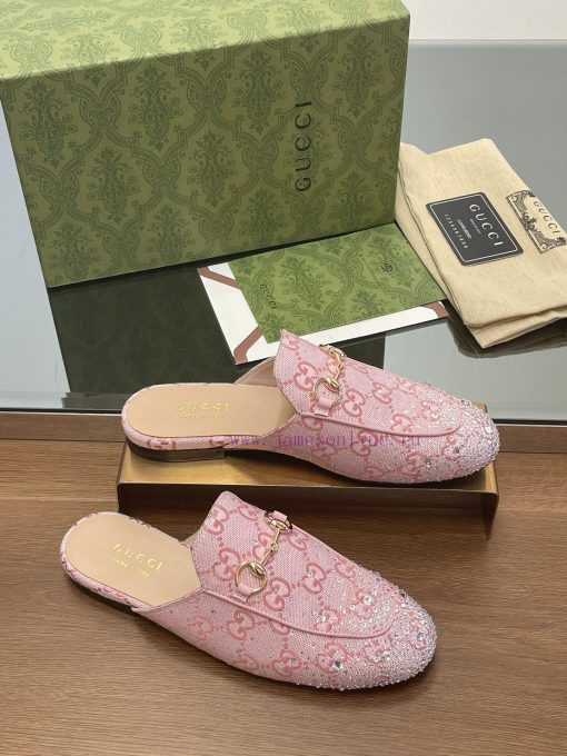 2025 Early Spring New Gucci Jordaan Series Multi faceted Crystal Diamond Le Fu Slippers, Year517tmrf - Image 3