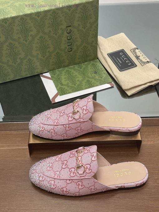 2025 Early Spring New Gucci Jordaan Series Multi faceted Crystal Diamond Le Fu Slippers, Year517tmrf - Image 4