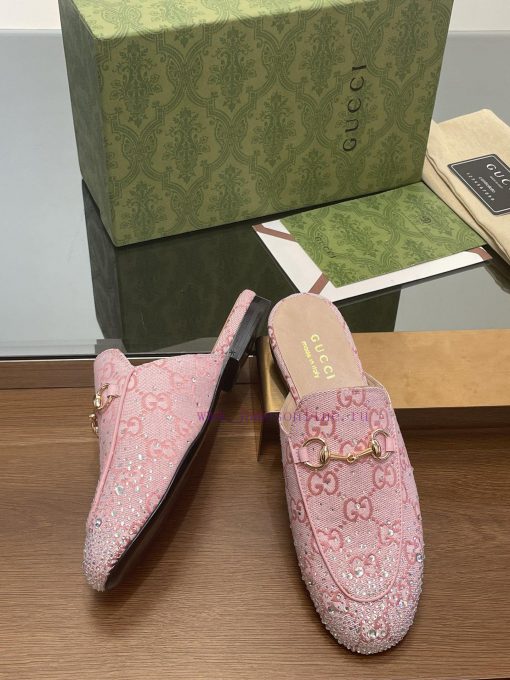 2025 Early Spring New Gucci Jordaan Series Multi faceted Crystal Diamond Le Fu Slippers, Year517tmrf - Image 5
