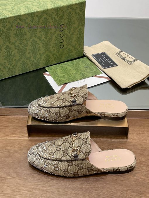 2025 Early Spring New Gucci Jordaan Series Multi faceted Crystal Diamond Le Fu Slippers, Yea3uz44rbf - Image 4