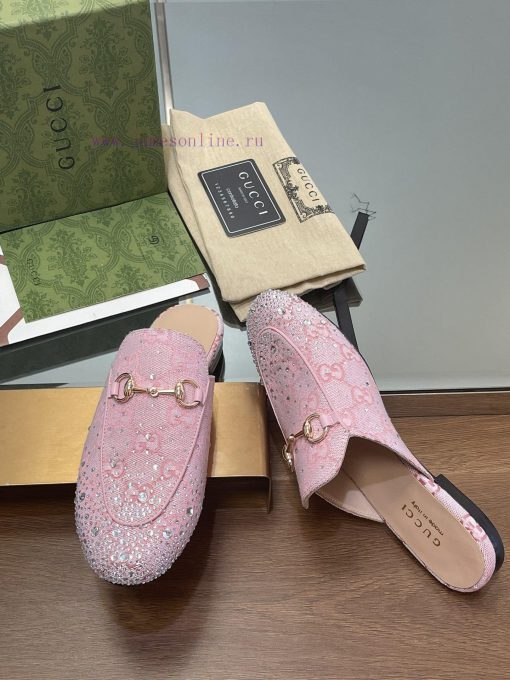 2025 Early Spring New Gucci Jordaan Series Multi faceted Crystal Diamond Le Fu Slippers, Year517tmrf - Image 8