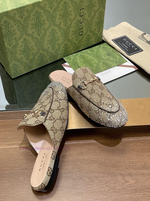 2025 Early Spring New Gucci Jordaan Series Multi faceted Crystal Diamond Le Fu Slippers, Yea3uz44rbf - Image 9