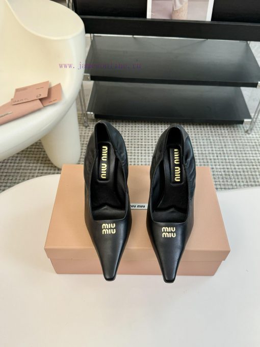 High heelsMiu Miu 24ss autumn and winter Blok small square toe loafersThis Brock shoe featurlvi8kq8b - Image 2