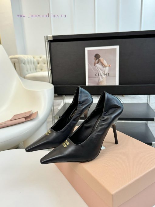 High heelsMiu Miu 24ss autumn and winter Blok small square toe loafersThis Brock shoe featurlvi8kq8b - Image 4