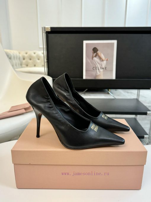 High heelsMiu Miu 24ss autumn and winter Blok small square toe loafersThis Brock shoe featurlvi8kq8b - Image 5
