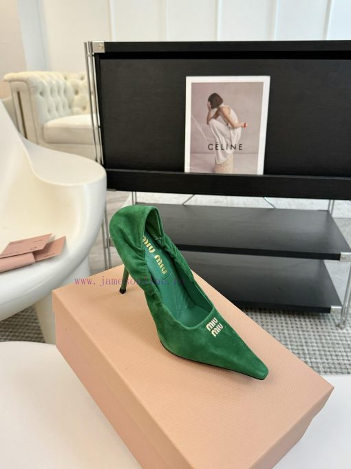High heelsMiu Miu 24ss autumn and winter Blok small square toe loafersThis Brock shoe featurld1wupyu - Image 3