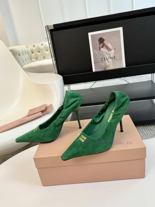 High heelsMiu Miu 24ss autumn and winter Blok small square toe loafersThis Brock shoe featurld1wupyu - Image 4
