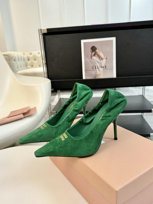 High heelsMiu Miu 24ss autumn and winter Blok small square toe loafersThis Brock shoe featurld1wupyu - Image 6