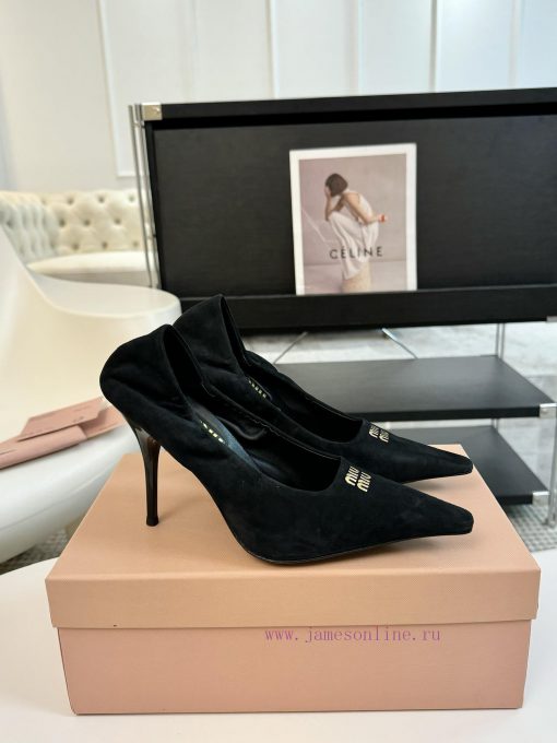 High heelsMiu Miu 24ss autumn and winter Blok small square toe loafersThis Brock shoe featurxlc7hlmp - Image 3