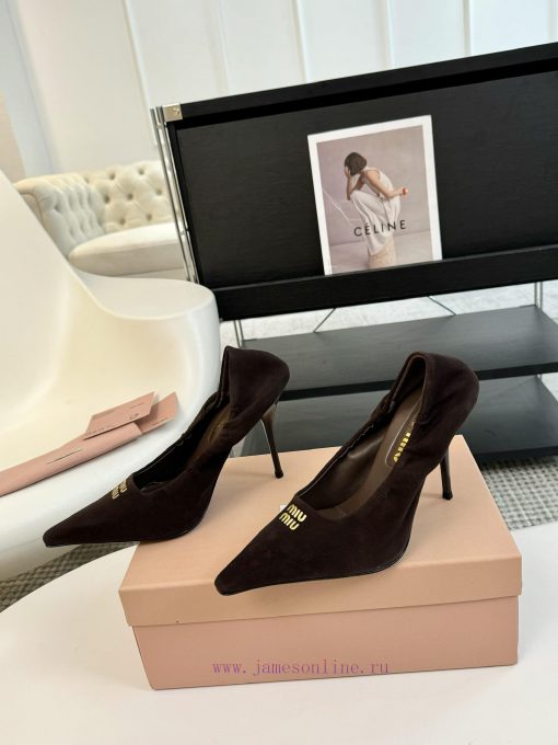 High heelsMiu Miu 24ss autumn and winter Blok small square toe loafersThis Brock shoe featur8on8p95g - Image 4