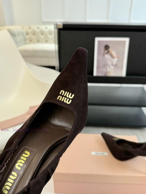 High heelsMiu Miu 24ss autumn and winter Blok small square toe loafersThis Brock shoe featur8on8p95g - Image 5