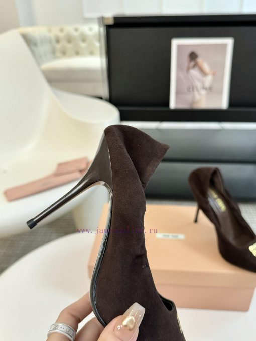 High heelsMiu Miu 24ss autumn and winter Blok small square toe loafersThis Brock shoe featur8on8p95g - Image 6