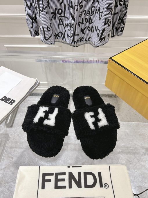 two ⃣ 0 ⃣ two ⃣ four ⃣ New Fendi FENDI flat wool slippers for autumn and winter, featuring r9qel52c7 - Image 2