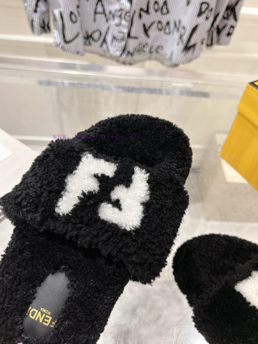 two ⃣ 0 ⃣ two ⃣ four ⃣ New Fendi FENDI flat wool slippers for autumn and winter, featuring r9qel52c7 - Image 10